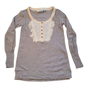 Anthropologie Sparrow Women Gray Long Sleeve Tunic Top Size Medium